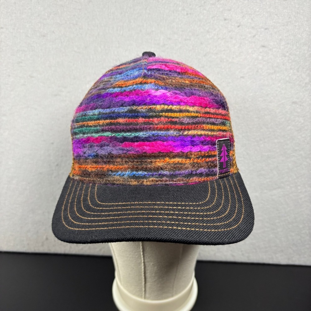 New Pistil Scout Trucker Hat Womens Black Multi Textured Yarn Mesh Snap Back Cap